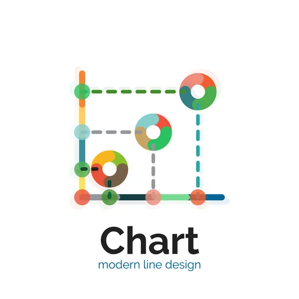 Design sottile del logo grafico a linee. icona del grafico moderno stile piatto colorato — Vettoriale Stock