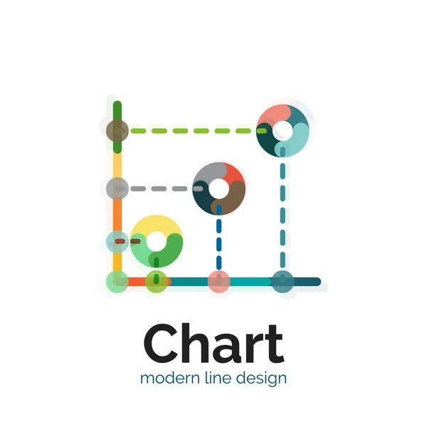 Tunn linje diagram Logotypdesign. Ikonen moderna färgglada platt diagramformatet — Stock vektor