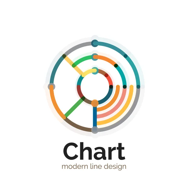 Tunn linje diagram Logotypdesign. Ikonen moderna färgglada platt diagramformatet — Stock vektor