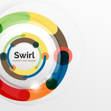 Renkli düz tasarım arka plan. Girdap ve daire beyaz çizgiler şeklinde
