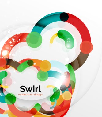 Renkli düz tasarım arka plan. Girdap ve daire beyaz çizgiler şeklinde
