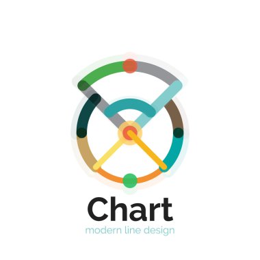 İnce bir çizgi grafik logo tasarımı. Grafik simge modern renkli düz stil