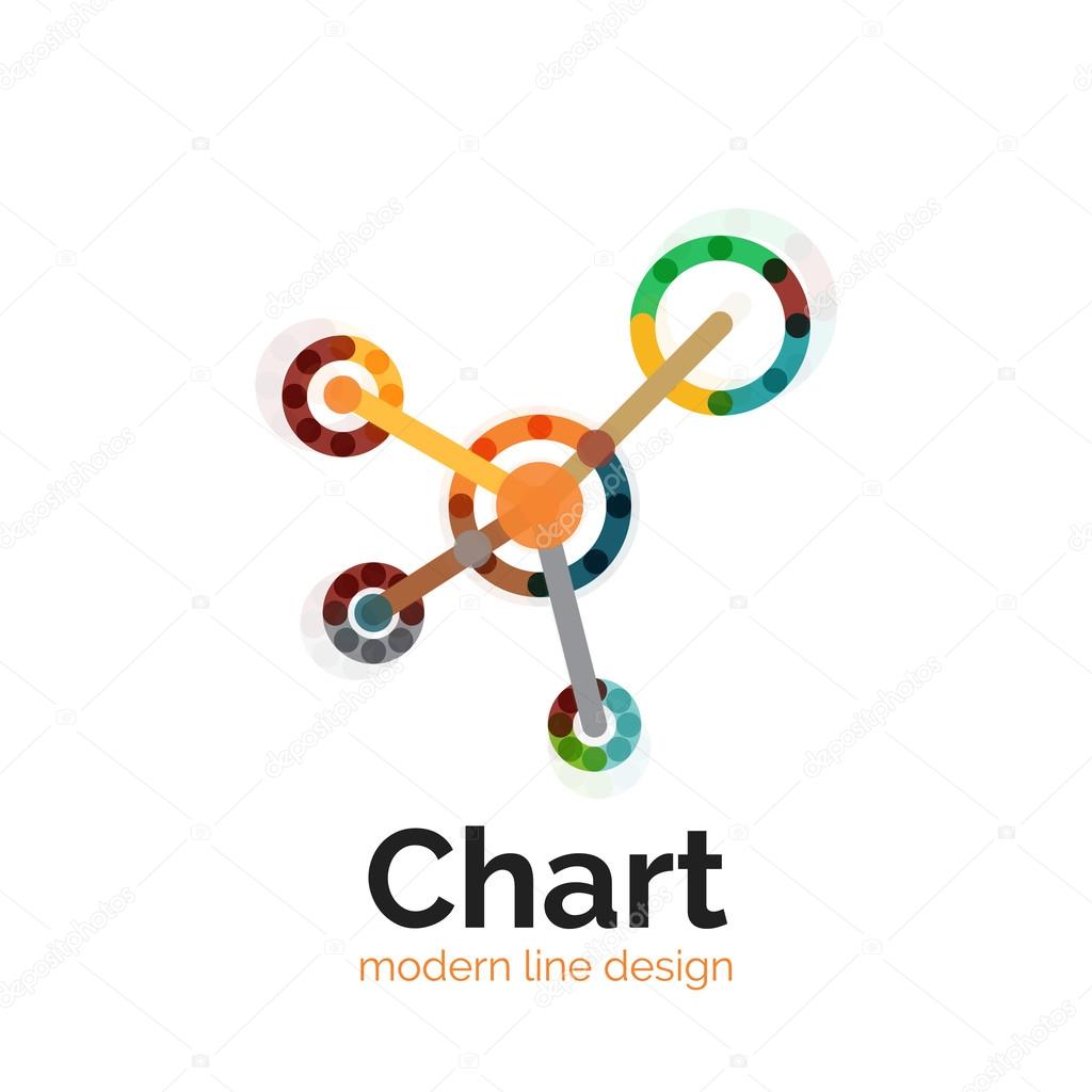 Thin line chart logo design. Graph icon modern colorful flat style. Vector icon