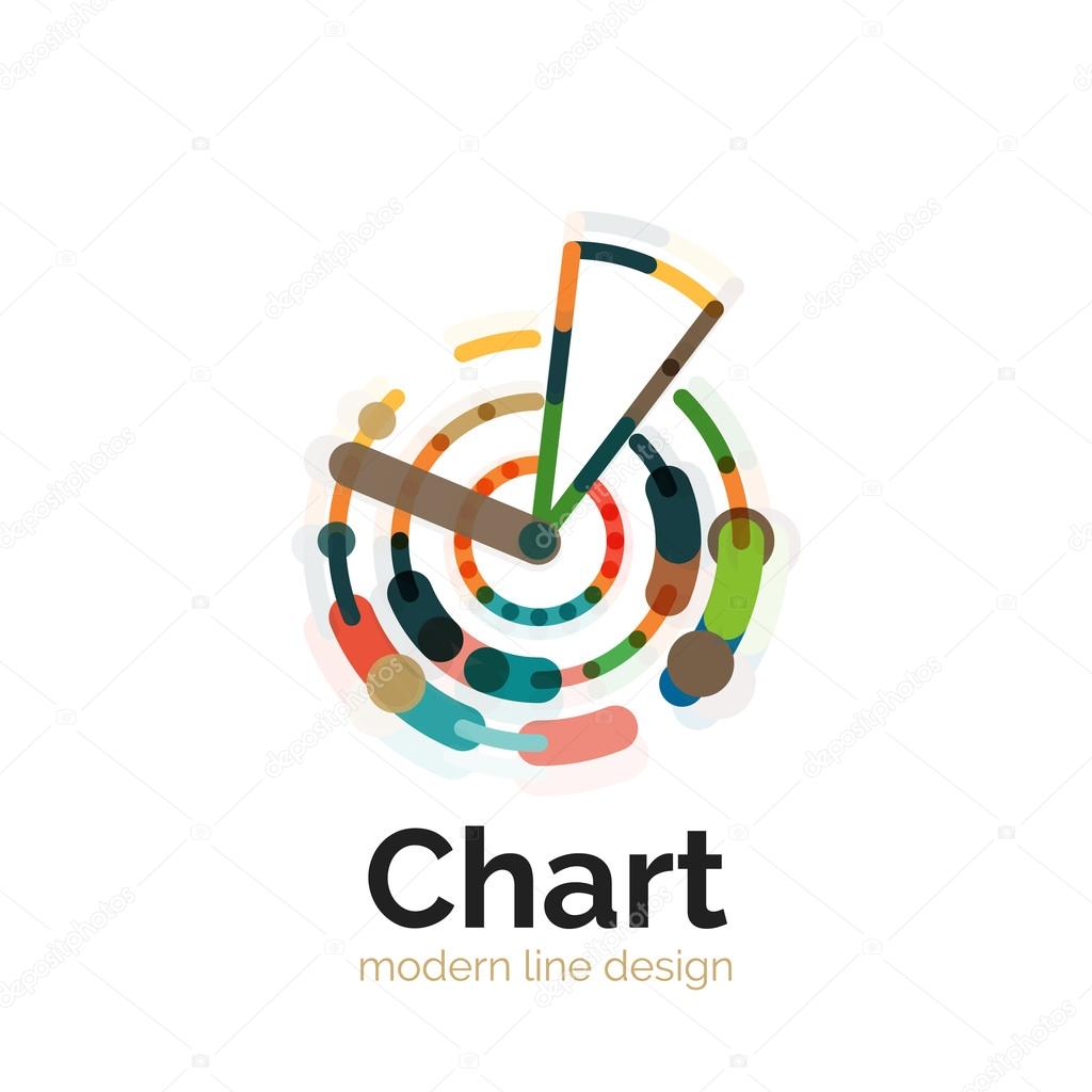 Thin line chart logo design. Graph icon modern colorful flat style. Vector icon