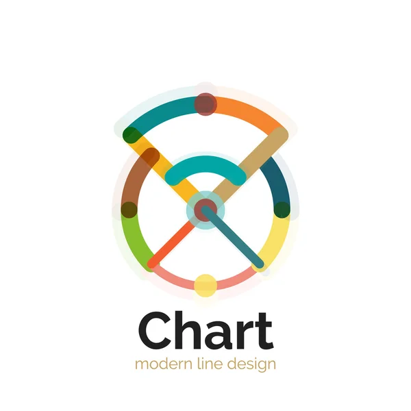 Tunn linje diagram Logotypdesign. Ikonen moderna färgglada platt diagramformatet — Stock vektor