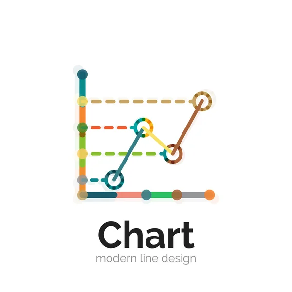 Design sottile del logo grafico a linee. icona del grafico moderno stile piatto colorato — Vettoriale Stock