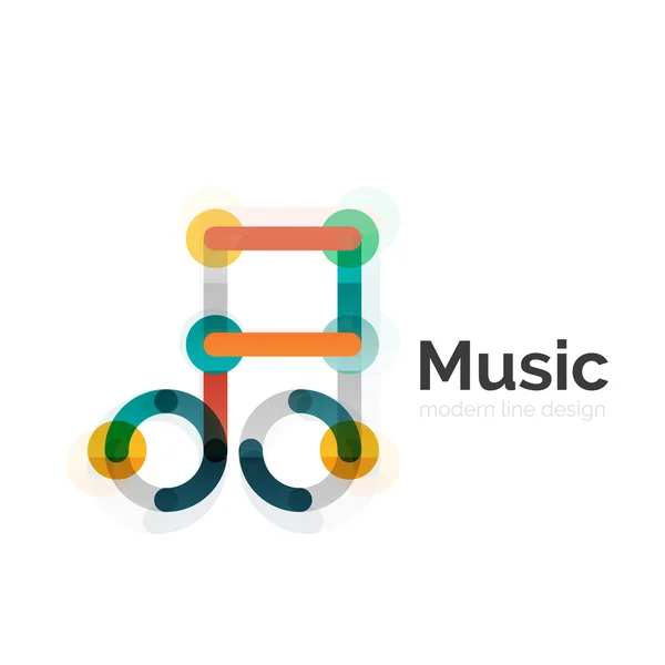 Logotipo da nota musical, design geométrico de linha fina plana — Vetor de Stock