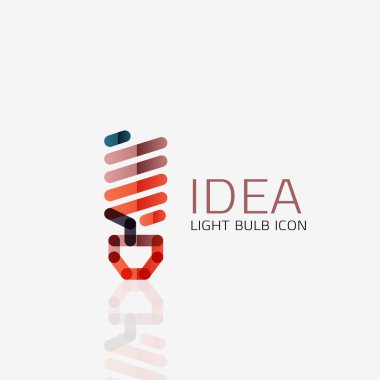 Logo, vektör ampul doğrusal geometrik iş simgesi. Fikir kavramı