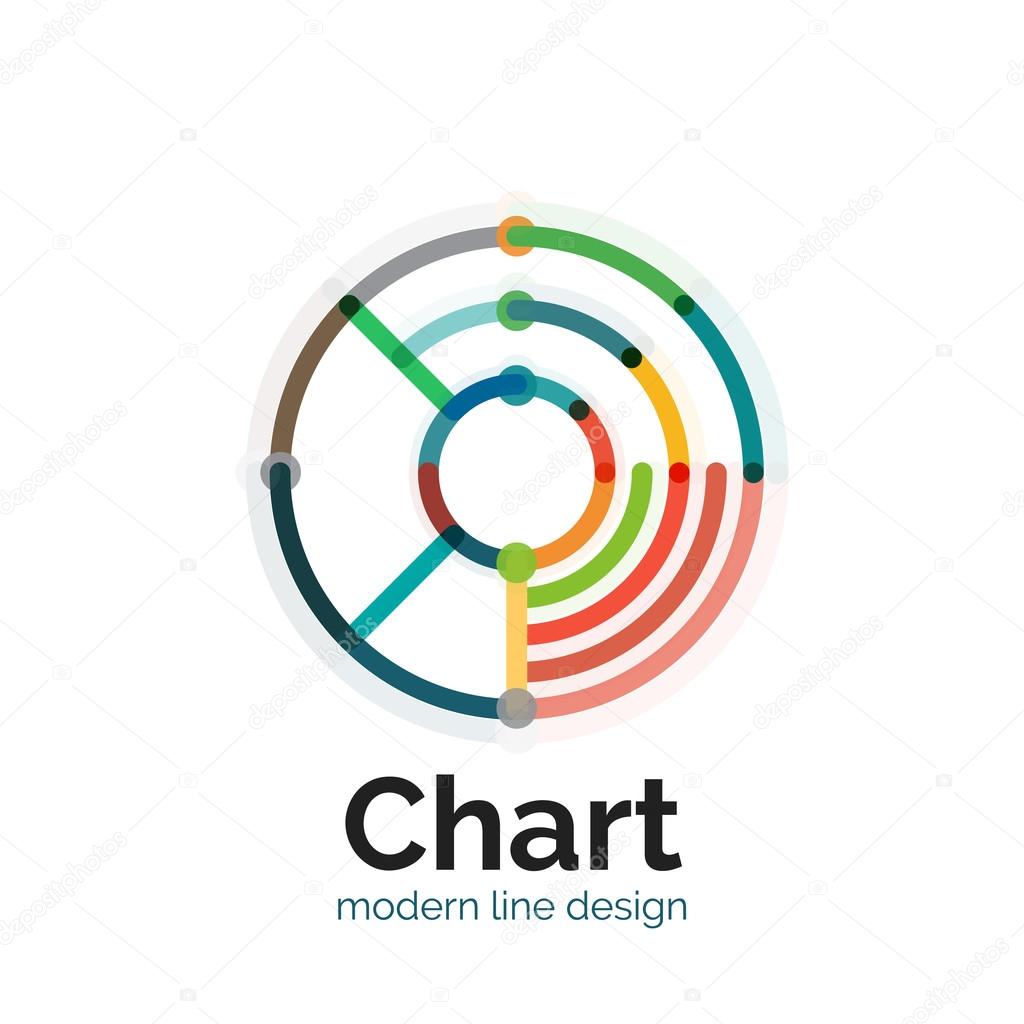 Thin line chart logo design. Graph icon modern colorful flat style. Vector icon