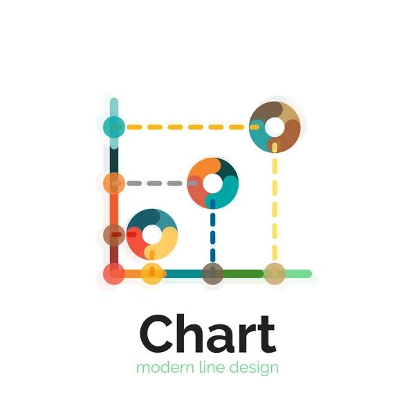 Cienka linia wykresu projektowanie logo. Wykres ikona kolorowy płaski nowoczesne — Wektor stockowy