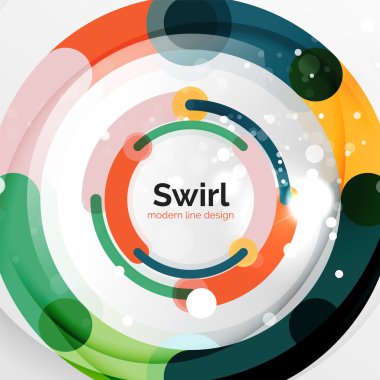 Renkli düz tasarım arka plan. Girdap ve daire beyaz çizgiler şeklinde