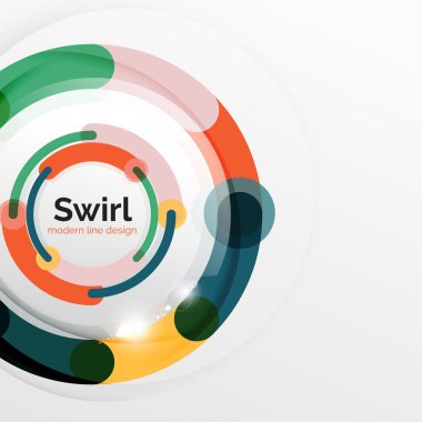Renkli düz tasarım arka plan. Girdap ve daire beyaz çizgiler şeklinde
