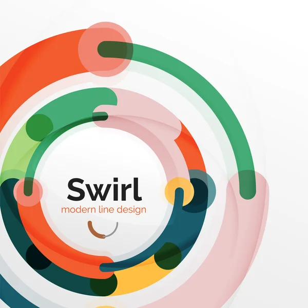 Kleurrijke platte ontwerp abstracte achtergrond. Swirl en cirkel vormige lijnen op wit — Stockvector