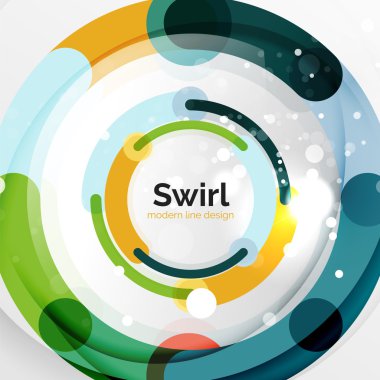 Renkli düz tasarım arka plan. Girdap ve daire beyaz çizgiler şeklinde