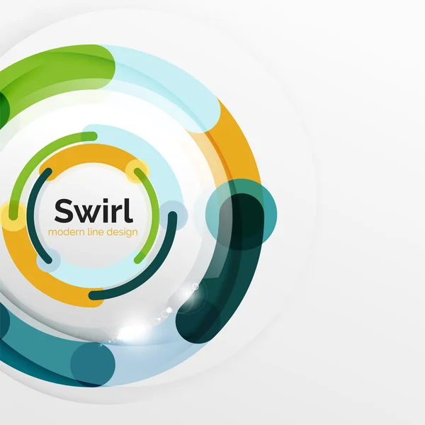 Kleurrijke platte ontwerp abstracte achtergrond. Swirl en cirkel vormige lijnen op wit — Stockvector