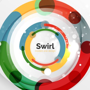 Renkli düz tasarım arka plan. Girdap ve daire beyaz çizgiler şeklinde