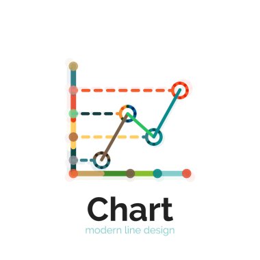 İnce bir çizgi grafik logo tasarımı. Grafik simge modern renkli düz stil