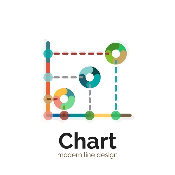 Tunn linje diagram Logotypdesign. Ikonen moderna färgglada platt diagramformatet — Stock vektor