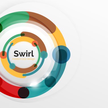 Renkli düz tasarım arka plan. Girdap ve daire beyaz çizgiler şeklinde
