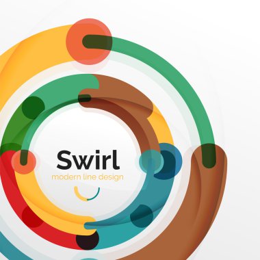 Renkli düz tasarım arka plan. Girdap ve daire beyaz çizgiler şeklinde