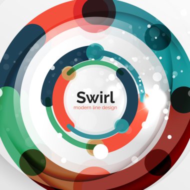 Renkli düz tasarım arka plan. Girdap ve daire beyaz çizgiler şeklinde