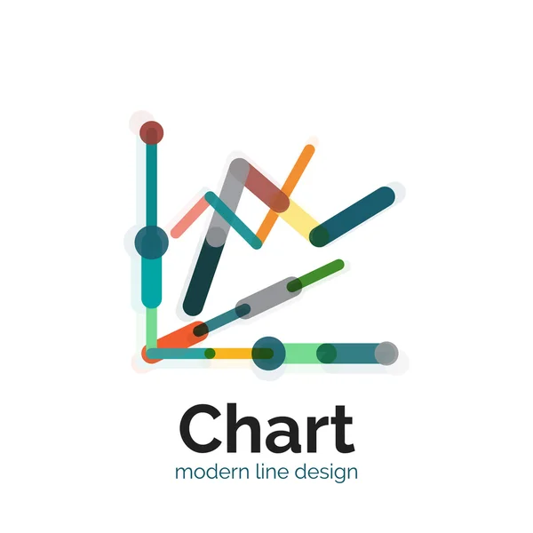 Thin line chart logo design. Graph icon modern colorful flat style — Stock Vector