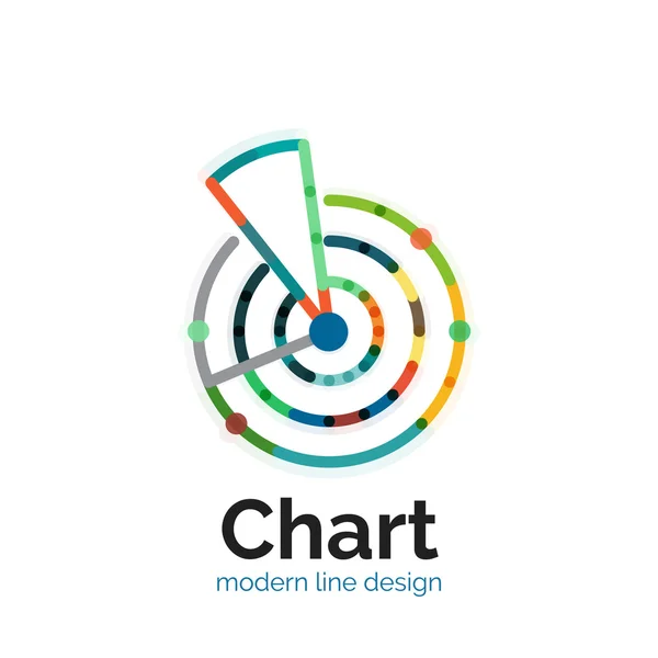 Tunn linje diagram Logotypdesign. Ikonen moderna färgglada platt diagramformatet — Stock vektor