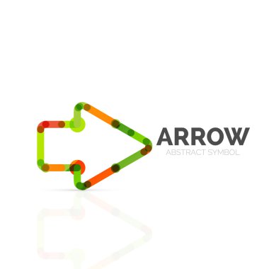 Doğrusal ok soyut logosu, bağlı Doğrusal işaretçi şekil hatlarının çok renkli kesimleri