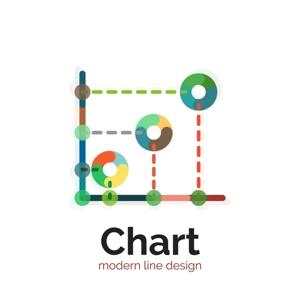 Tunn linje diagram Logotypdesign. Ikonen moderna färgglada platt diagramformatet — Stock vektor