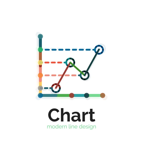 細い線グラフのロゴデザイン。グラフ アイコン モダンなカラフルなフラット スタイル — ストックベクタ