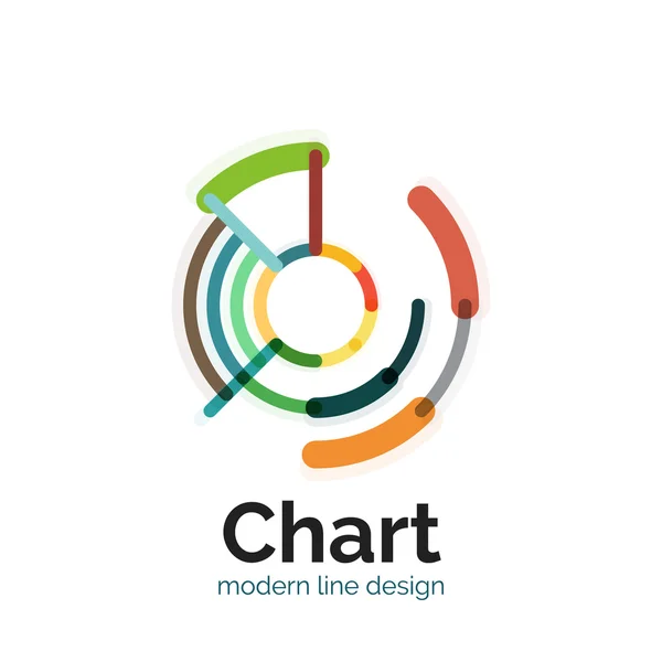 細い線グラフのロゴデザイン。グラフ アイコン モダンなカラフルなフラット スタイル — ストックベクタ