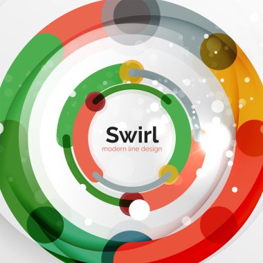 Renkli düz tasarım arka plan. Girdap ve daire beyaz çizgiler şeklinde