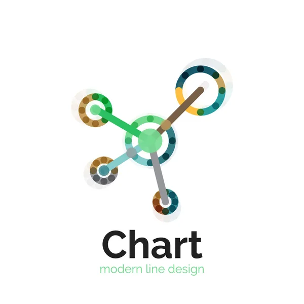 Design sottile del logo grafico a linee. icona del grafico moderno stile piatto colorato — Vettoriale Stock