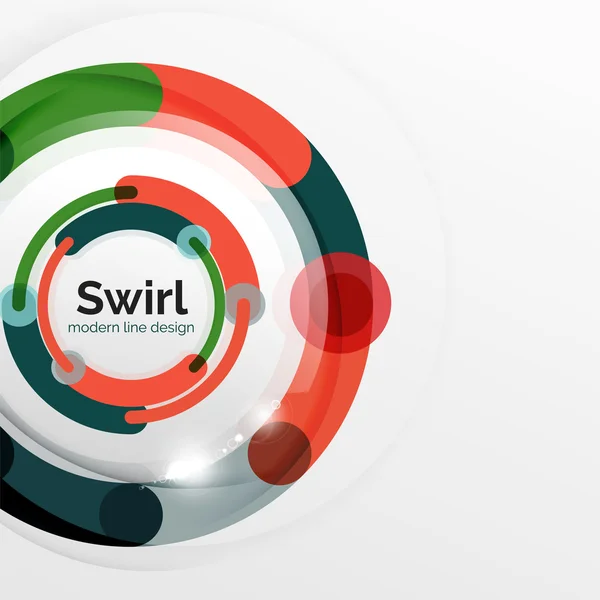 Kleurrijke platte ontwerp abstracte achtergrond. Swirl en cirkel vormige lijnen op wit — Stockvector