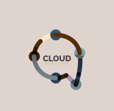 Düz doğrusal tasarım konuşma bulut logosunu görmeniz gerekir. Konuşma balonu, modern geometrik endüstriyel ince satırı simgesi