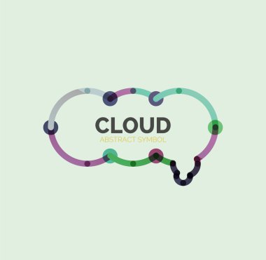 Düz doğrusal tasarım konuşma bulut logosunu görmeniz gerekir. Konuşma balonu, modern geometrik endüstriyel ince satırı simgesi