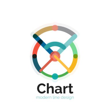 İnce bir çizgi grafik logo tasarımı. Grafik simge modern renkli düz stil