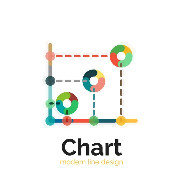 Design sottile del logo grafico a linee. icona del grafico moderno stile piatto colorato — Vettoriale Stock