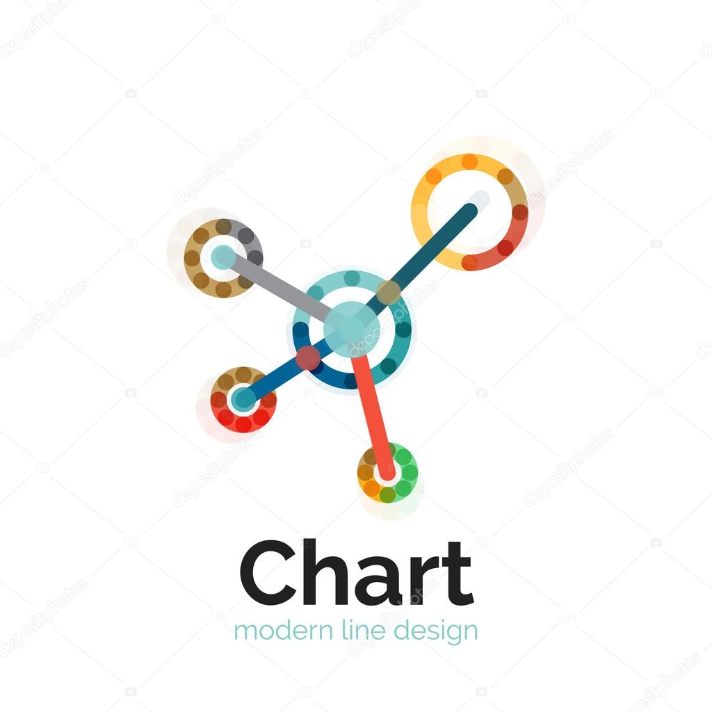 Thin line chart logo design. Graph icon modern colorful flat style. Vector icon