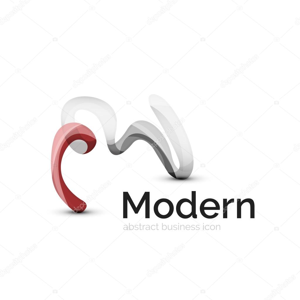 Wave ribbon logo, vector abstract business icon isolated on white