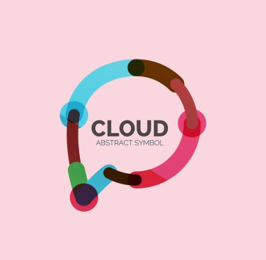 Düz doğrusal tasarım konuşma bulut logosunu görmeniz gerekir. Konuşma balonu, modern geometrik endüstriyel ince satırı simgesi