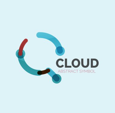 Düz doğrusal tasarım konuşma bulut logosunu görmeniz gerekir. Konuşma balonu, modern geometrik endüstriyel ince satırı simgesi