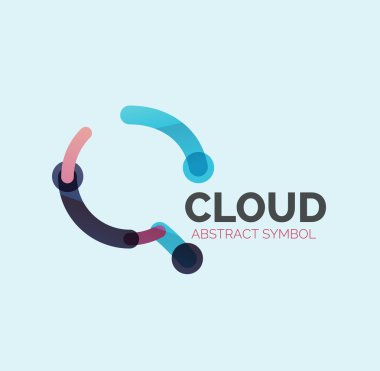 Düz doğrusal tasarım konuşma bulut logosunu görmeniz gerekir. Konuşma balonu, modern geometrik endüstriyel ince satırı simgesi