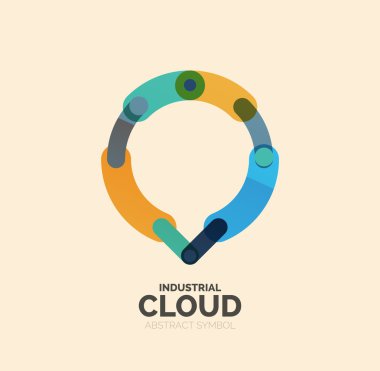 Düz doğrusal tasarım konuşma bulut logosunu görmeniz gerekir. Konuşma balonu, modern geometrik endüstriyel ince satırı simgesi