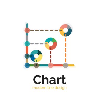 İnce bir çizgi grafik logo tasarımı. Grafik simge modern renkli düz stil