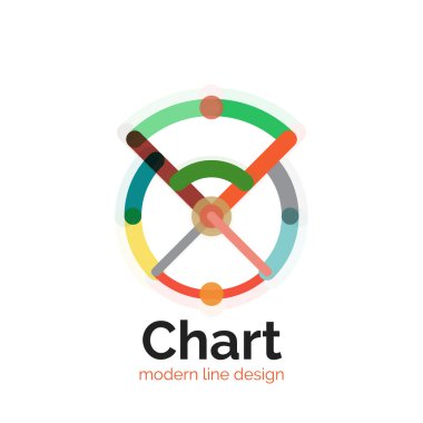 İnce bir çizgi grafik logo tasarımı. Grafik simge modern renkli düz stil