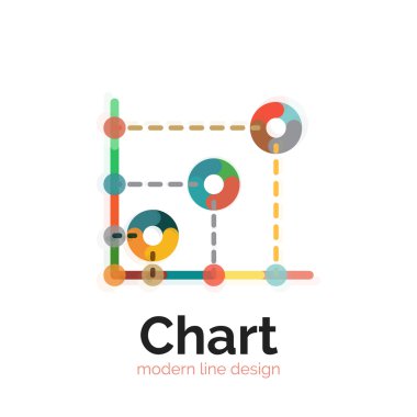 İnce bir çizgi grafik logo tasarımı. Grafik simge modern renkli düz stil