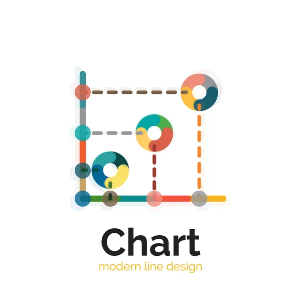 Cienka linia wykresu projektowanie logo. Wykres ikona kolorowy płaski nowoczesne — Wektor stockowy