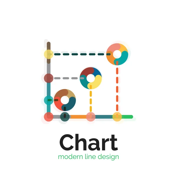 Tunn linje diagram Logotypdesign. Ikonen moderna färgglada platt diagramformatet — Stock vektor