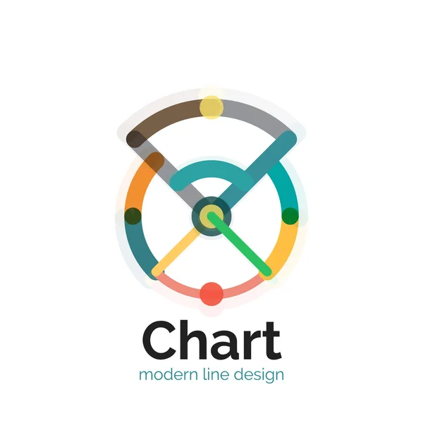 Tunn linje diagram Logotypdesign. Ikonen moderna färgglada platt diagramformatet — Stock vektor